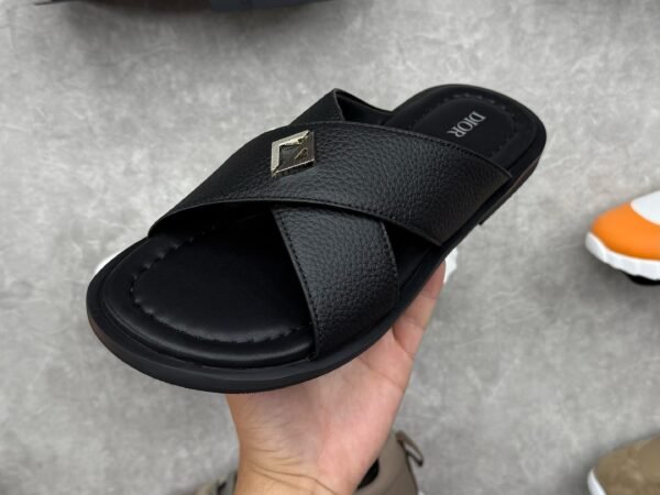 Christian Dior Cross Slide Black Leer