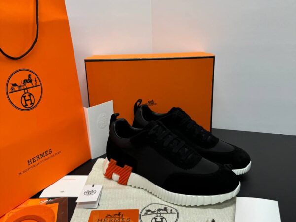 hermes bouncing black leather suede