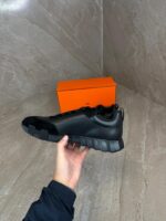 Hermes Bouncing Black on Black Leather Sneakers - Afbeelding 3