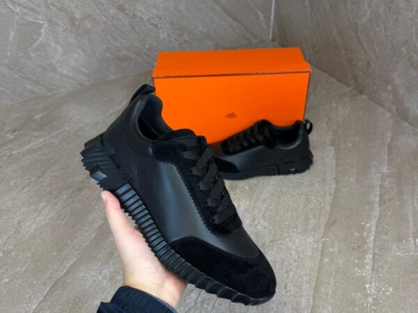 Hermes Bouncing Black on Black Leather Sneakers