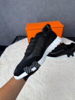 Hermes Bouncing Black White Leather, Zwarte Veters - Afbeelding 3