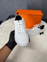 Hermes Bouncing White Leather, Black Logo - Afbeelding 3