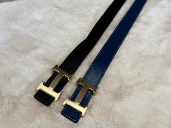 Hermes Dubbelzijdig Blauw / Zwart, Goude Logo