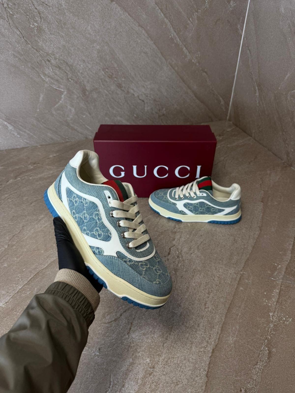 newdrop (50) Gucci Re-Web Blue Sneakers - Afbeelding 1