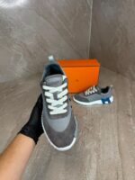 Hermes Bouncing Grey, Blue Logo Sneakers - Afbeelding 4