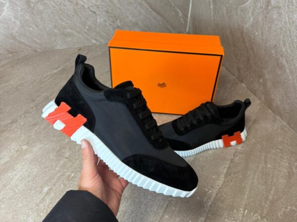 Hermes Bouncing Sneakers Black, Orange Logo