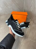 Hermes Bouncing Sneakers Black, White Stripes