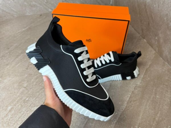 Hermes Bouncing Sneakers Black, White Stripes
