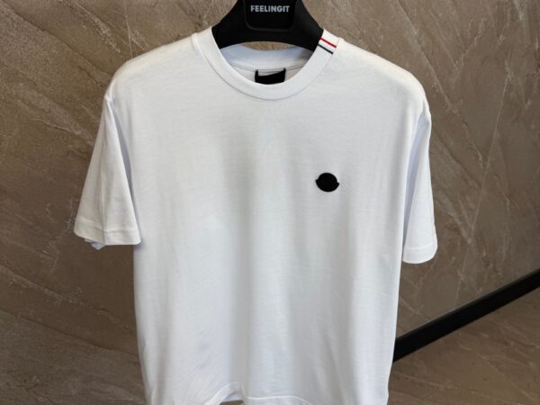 Moncler Black Logo Stripe T-Shirt White
