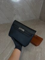 Hermes Kelly depeches 25 pouch Black