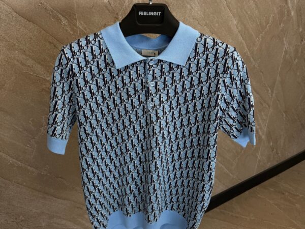 Dior Oblique Polo Shirt Blue