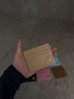 Prada Saffiano Leather Card Holder Beige