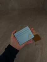 Prada Saffiano Leather Card Holder Light Blue