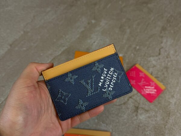 Louis Vuitton Card Holder Monogram Heritage Ocean Blue