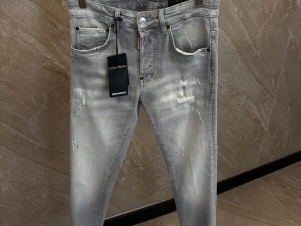 Dsquared2 Grey Jeans, Stripe Scratches Beige Label