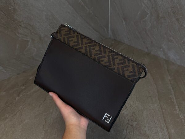 Fendi FF Squared Clutch Bag Brown