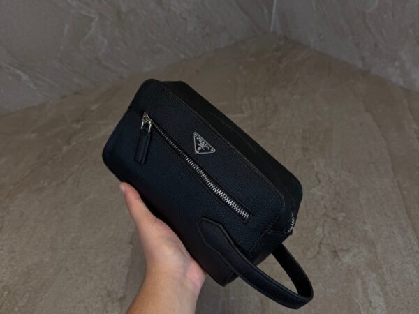 Prada Black Saffiano Leather Travel Pouch