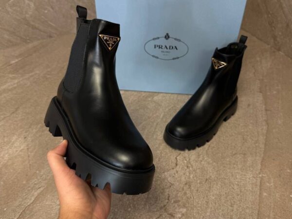 Prada Monolith Black Leather Chelsea Boots