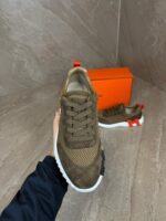 Hermes Bouncing Brown Sneakers, Orange Logo - Afbeelding 6