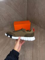 Hermes Bouncing Brown Sneakers, Orange Logo - Afbeelding 3