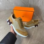 Hermes Bouncing Sneakers Brown, Purple Logo