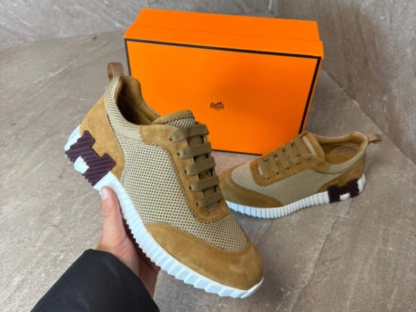 Hermes Bouncing Sneakers Brown, Purple Logo