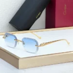 Cartier Panthere 3D Sun Glasses, Gold & Blue Glasses