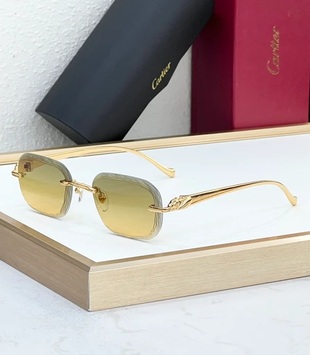 cartier2 Cartier Panthere 3D Sun Glasses, Gold & Yellow Glasses - Afbeelding 1