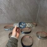 Gucci Brown Riem, Zwarte Logo