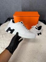 Hermes Bouncing White Leather, Black Logo - Afbeelding 5