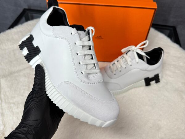 Hermes Bouncing White Leather, Black Logo