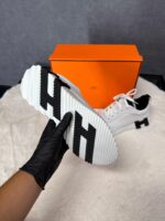 Hermes Bouncing White Leather, Black Logo - Afbeelding 4