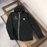 Prada Re-Nylon White Zipper Black Jacket, High Quality