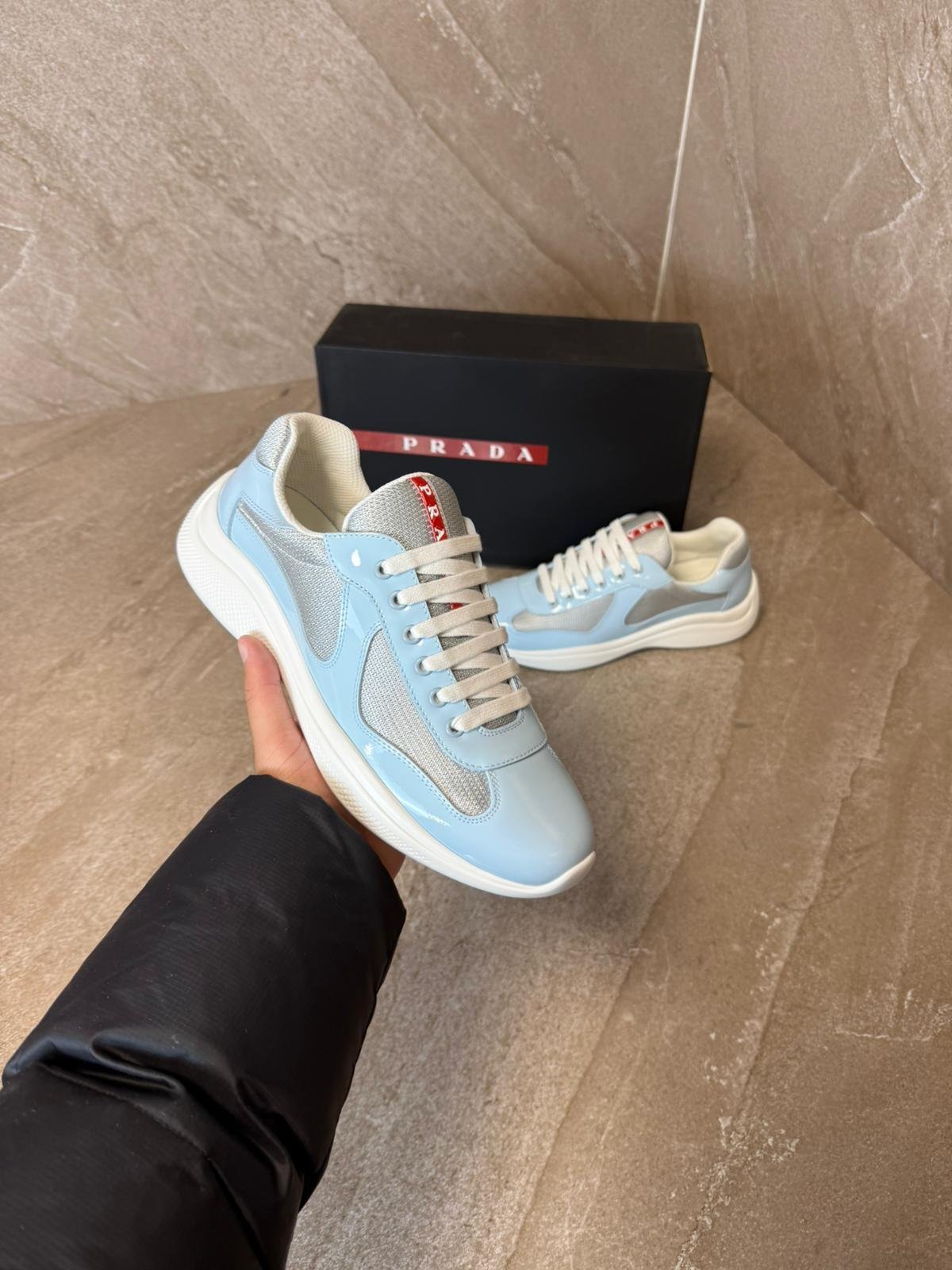 pts (1) Prada Cups Baby Blue Sneakers - Afbeelding 1