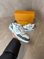 Louis Vuitton Trainer Velcro Strap Monogram Denim Sneakers Grey