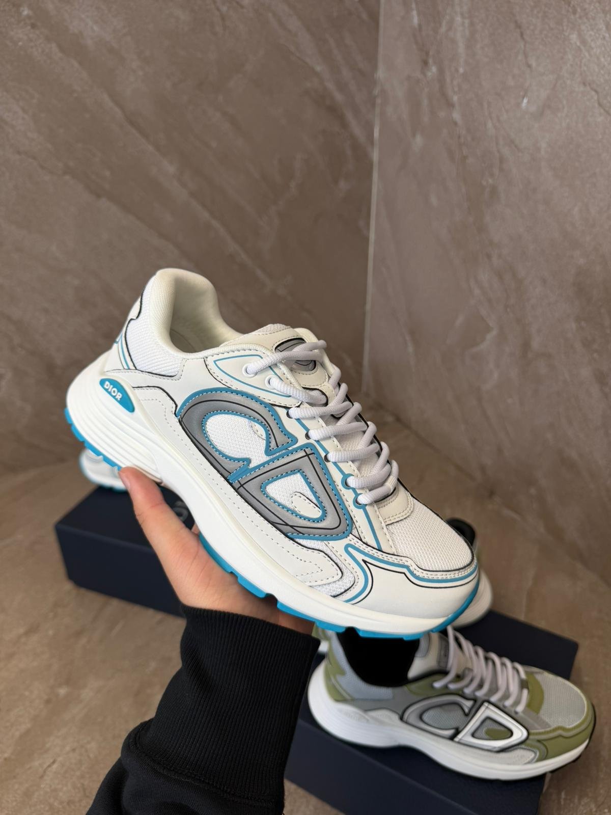 b30 (1) Dior B30 Grey White Blue Lines - Afbeelding 1