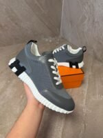 Hermes Bouncing Dark Grey Leather Sneakers