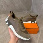 Hermes Bouncing Brown Leather Sneakers