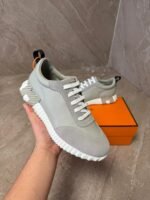 Hermes Bouncing Light Grey Leather Sneakers