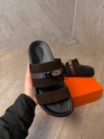 Hermes Jackson Sandal Dark Brown Suede - Afbeelding 3