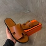 Hermes Izmir Suede Brown Slippers