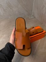 Hermes Izmir Suede Brown Slippers - Afbeelding 3