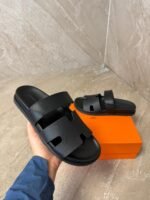 Hermes Chypre Black Sandals