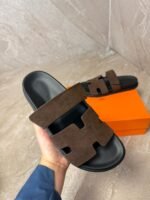 Hermes Chypre Brown Suede Sandals - Afbeelding 2