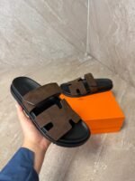 Hermes Chypre Brown Suede Sandals