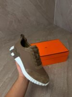Hermes Bouncing Sneakers Brown White