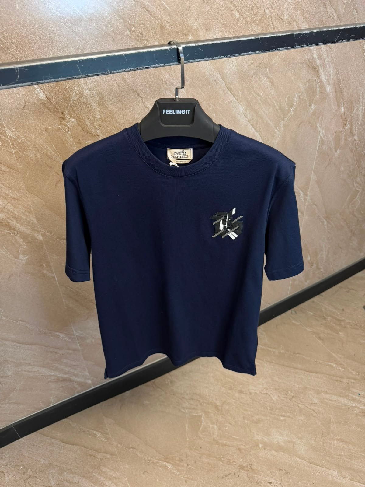 hermests (2) Hermes T-shirt New Navy Blue - Afbeelding 1