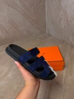 Hermes Chypre Blue Suede Sandals - Afbeelding 2