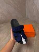 Hermes Chypre Blue Suede Sandals - Afbeelding 3